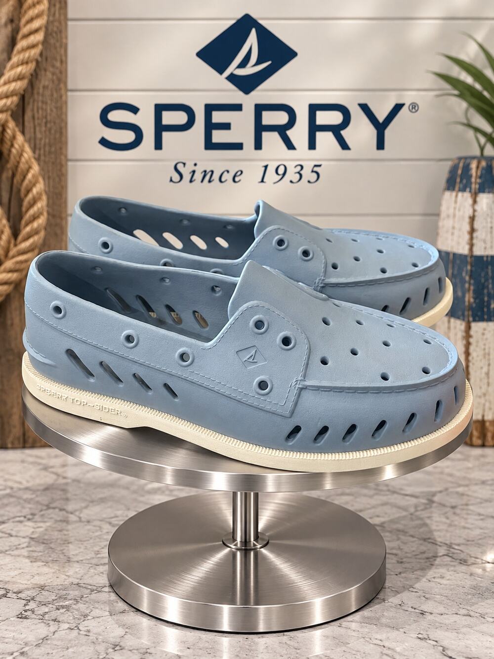 Sperry Authentic Original Float Blue Water Boat Shoes Men’s 7 Women’s 9